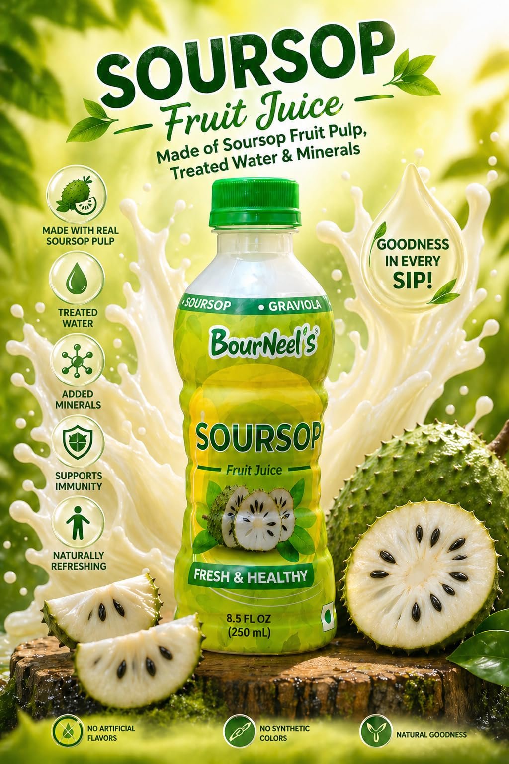 BourNeel's® Soursop Fruit Juice Pack of 4 | Soursop Graviola Laxman Phal Fruit Pulpy Juice Drink | High Vitamin C | - Image 5