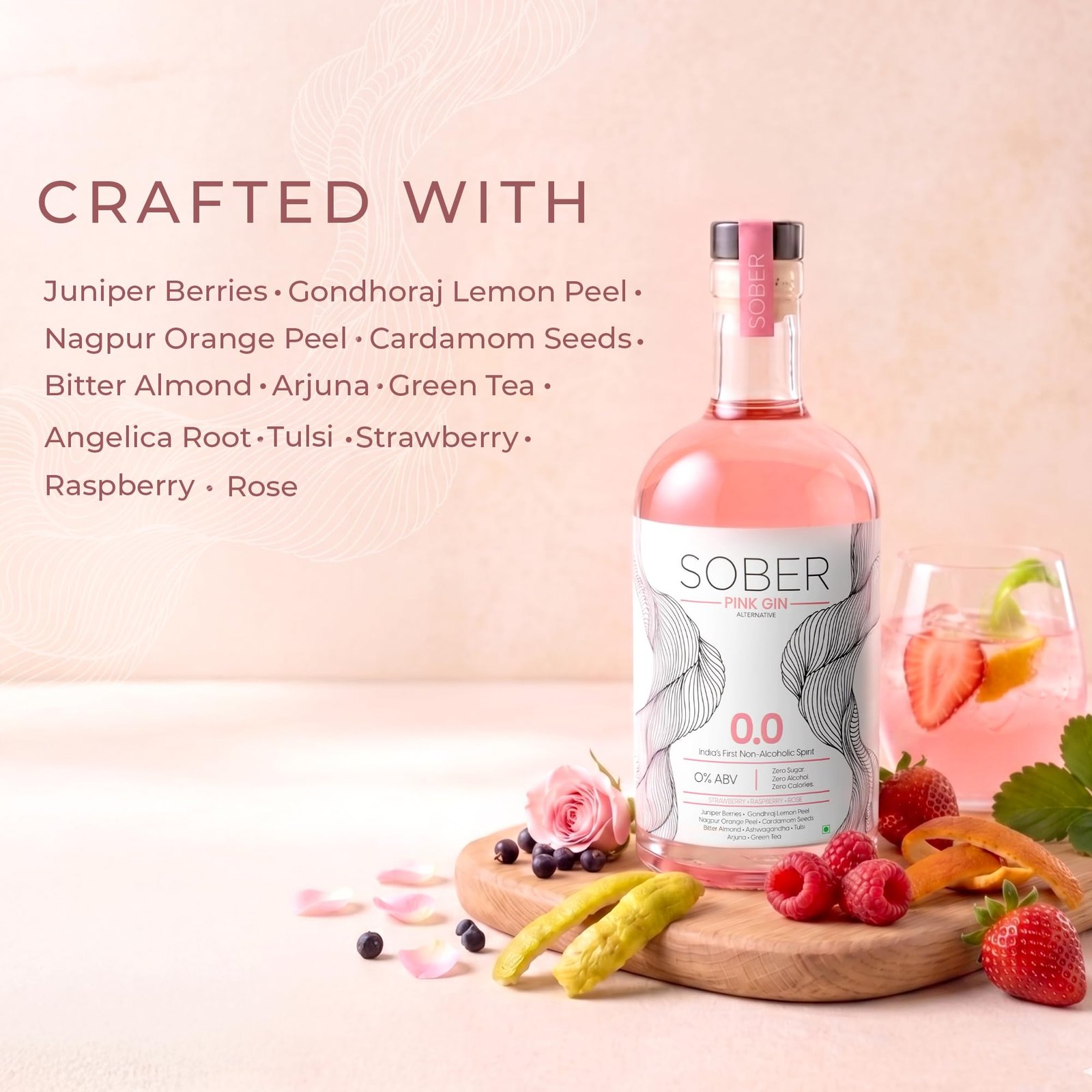 SOBER Pink Gin Alternative | 0.0% ABV Zero Alcohol Drink | Premium Non Alcoholic Gin | Strawberry Raspberry Rose Notes | Sugar Free Zero Calorie | 750ml - Image 4