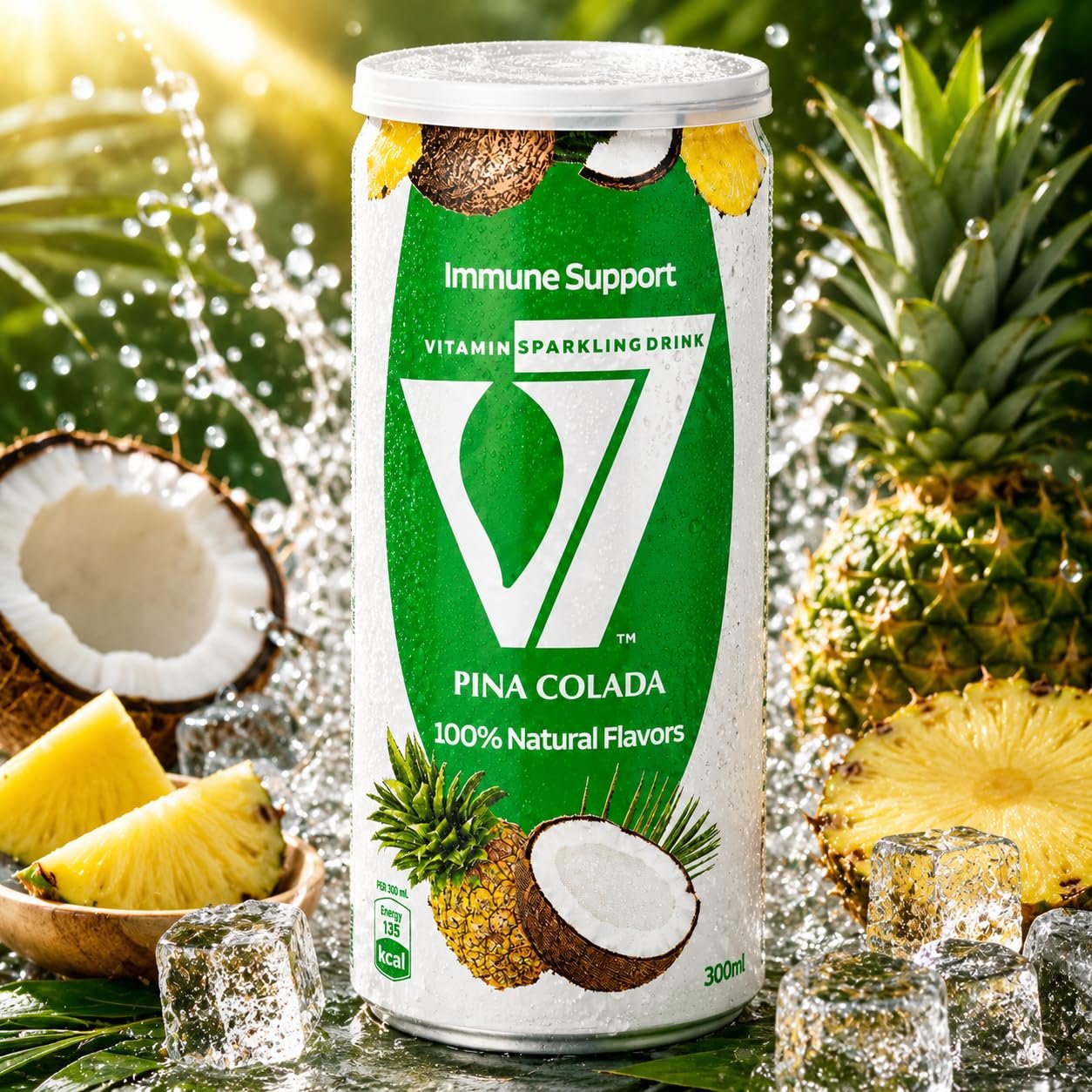 V7 Vitamin Sparkling Drink Pomegranate & Pina Colada Combo, 300ml Each | Immune Support, 100% Natural Flavours, 2 Flavour Variety Pack, Carbonated Beverage | Imported From Egypt - Image 6