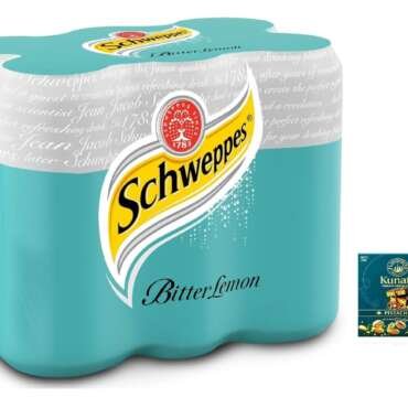 Schweppess Bitter Lemon Carbonated Soft Drink, 320 ml Each, Pack of 6 | Get FREE Flavourito Kunafa Chocolate 20g By Decadent Foods