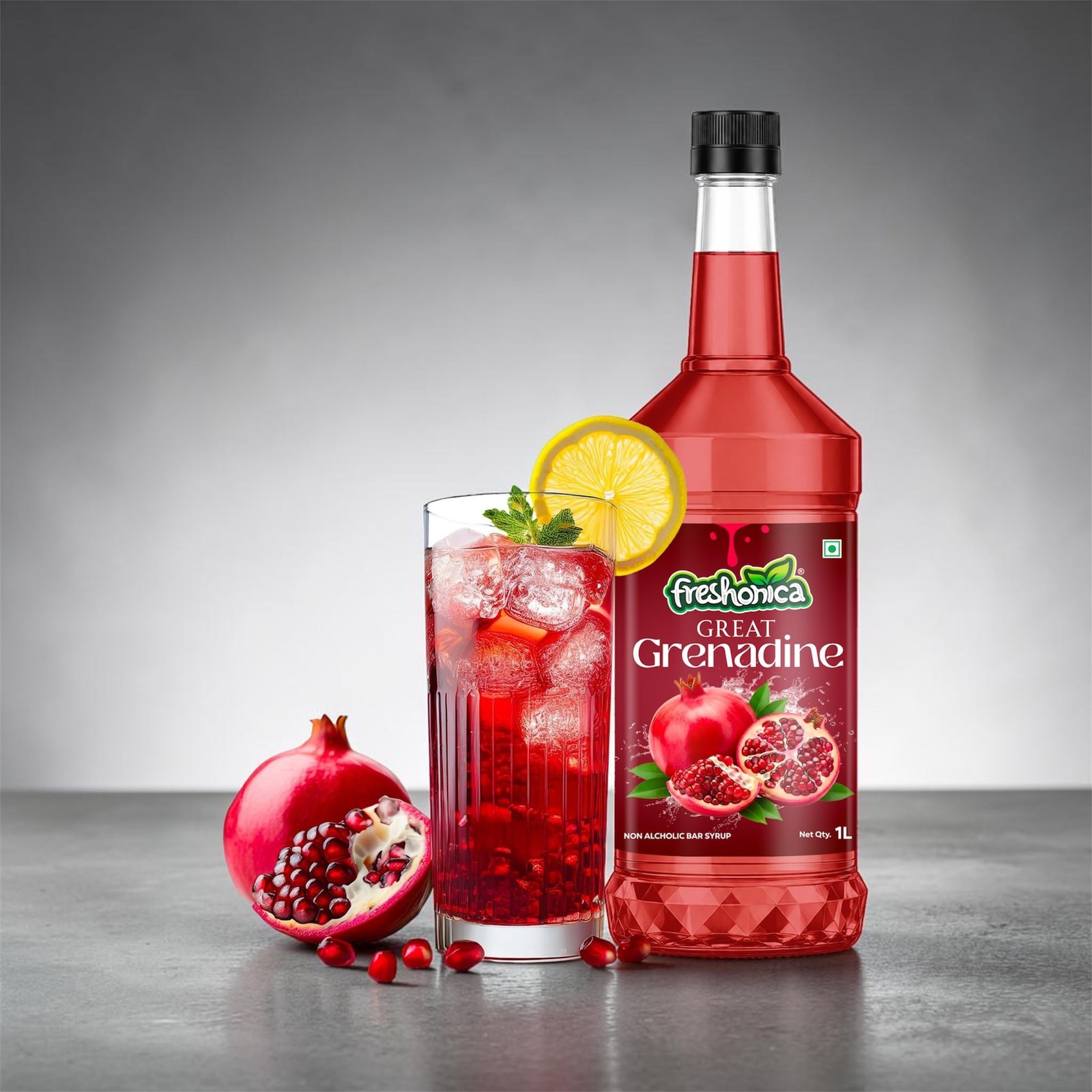 Freshonica Great Grenadine Syrup | Premium Non Alcoholic Bar Mixer for Cocktails Mocktails and Beverages | Vibrant Red Colour and Fruity Flavour | 1 Litre - Image 2