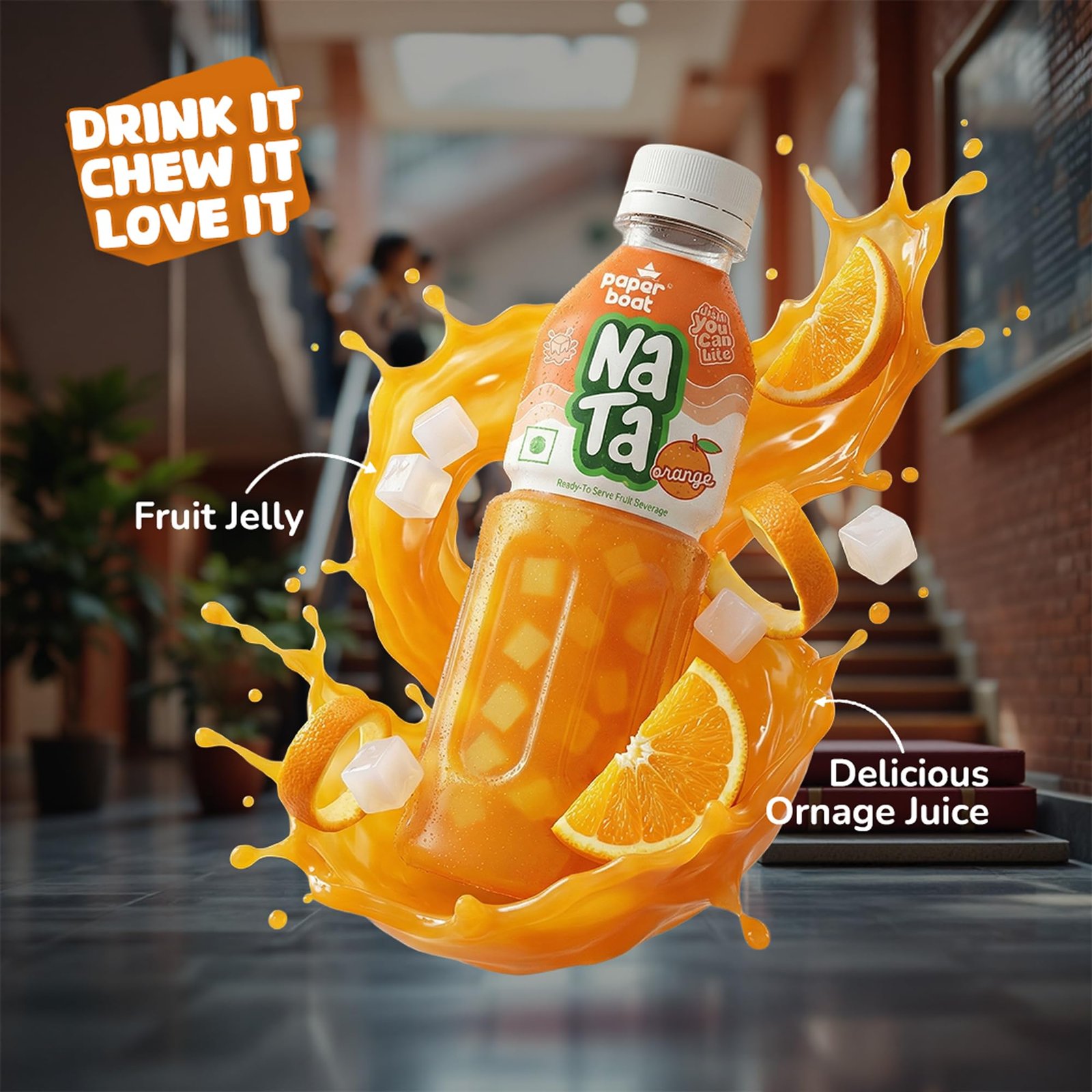 Paper Boat Orange Fruit Drink with Nata De Coco Jelly 250ml - Image 2