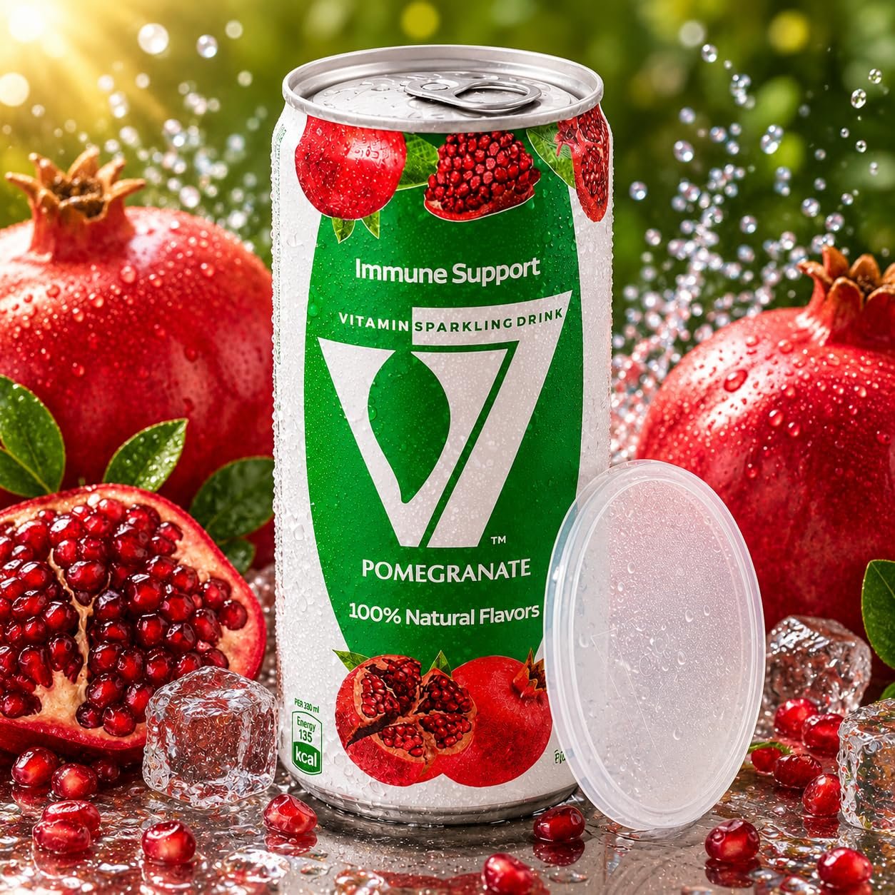 V7 Vitamin Sparkling Drink Pomegranate & Pina Colada Combo, 300ml Each | Immune Support, 100% Natural Flavours, 2 Flavour Variety Pack, Carbonated Beverage | Imported From Egypt - Image 2