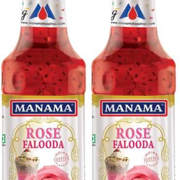 Manama Rose Falooda Syrup | Mixer for Mocktails, Cocktails, Drinks, Juices, Beverages | Non Alcoholic Mix 750ML Bottle (Pack of 2)