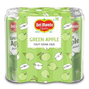 Del Monte Green Apple Fruit Drink (Pack of 6) - Crisp, Tangy & Ideal for Mocktails & Cocktails