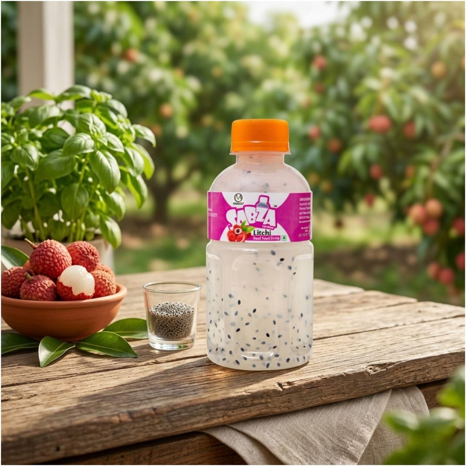Sabza Refreshing Combo Of Litchi and Mango Basil Seed Drink | Pulpy Fruit Beverage | 200ml (Pack of 24 each) - Image 2