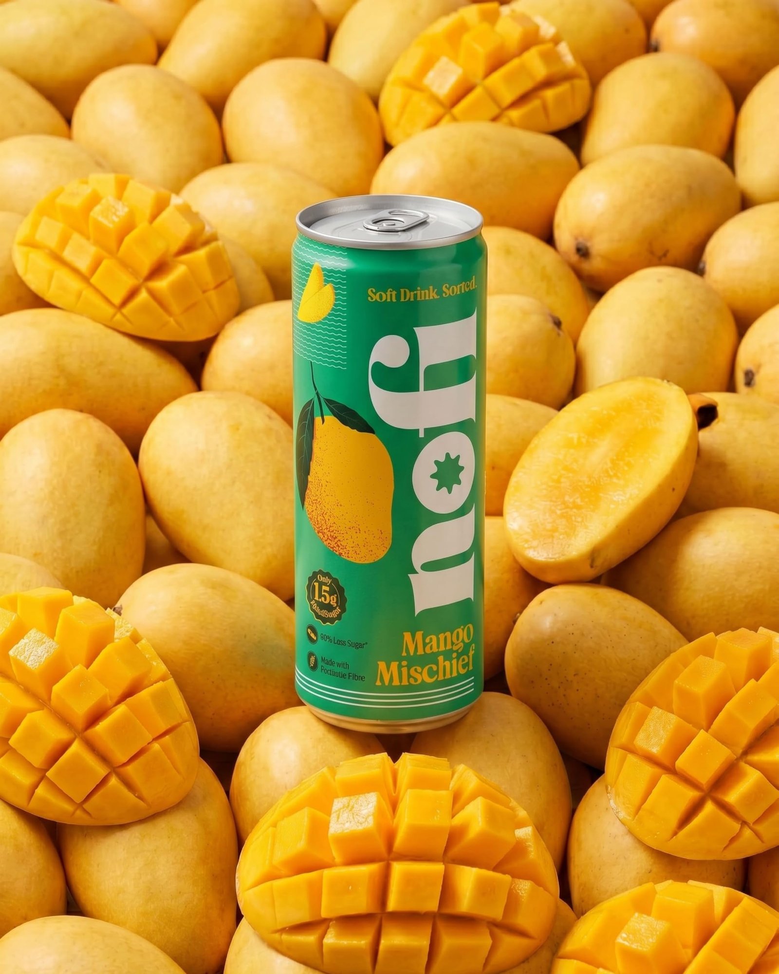 NOFI Assorted Carbonated Soft Drinks, 3 Flavours x 2 Cans (Citrus Alarm, Cheeky Orange, Mango Mischief) | Made with Prebiotic Fibre | No Preservatives | 250 ml Cans (Pack of 6) - Image 4