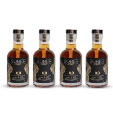 SOBER Whiskey Alternative | 0.0% ABV Zero Alcohol Drink | Sugar Free Zero Calorie | Premium Non Alcoholic Whiskey with Vanilla Clove Oak Notes | 180ml x 4