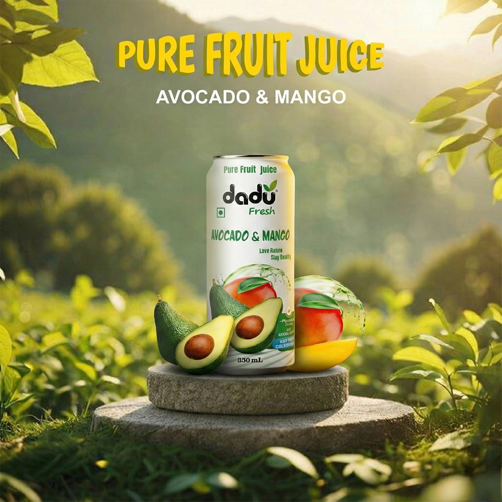 Dadu Fresh Avocado & Mango Juice | Pure Natural Fruit Healthy Beverage | Not from Concentrate, No Added Sugar, No Preservatives or Artificial Flavours | Vitamin Rich & Naturally Refreshing | 6 Cans x 320ml (1920ml) - Image 2