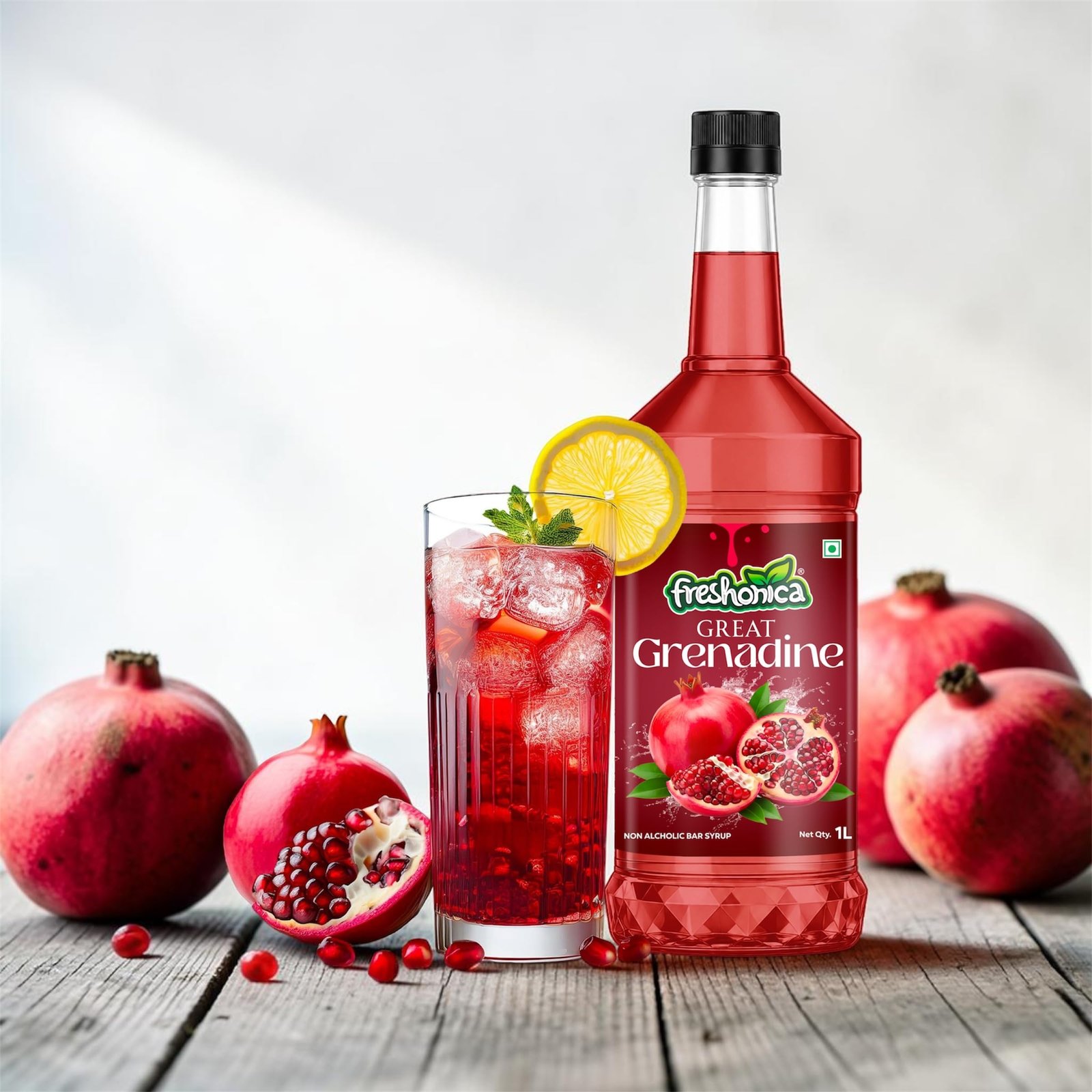 Freshonica Great Grenadine Syrup | Premium Non Alcoholic Bar Mixer for Cocktails Mocktails and Beverages | Vibrant Red Colour and Fruity Flavour | 1 Litre - Image 4