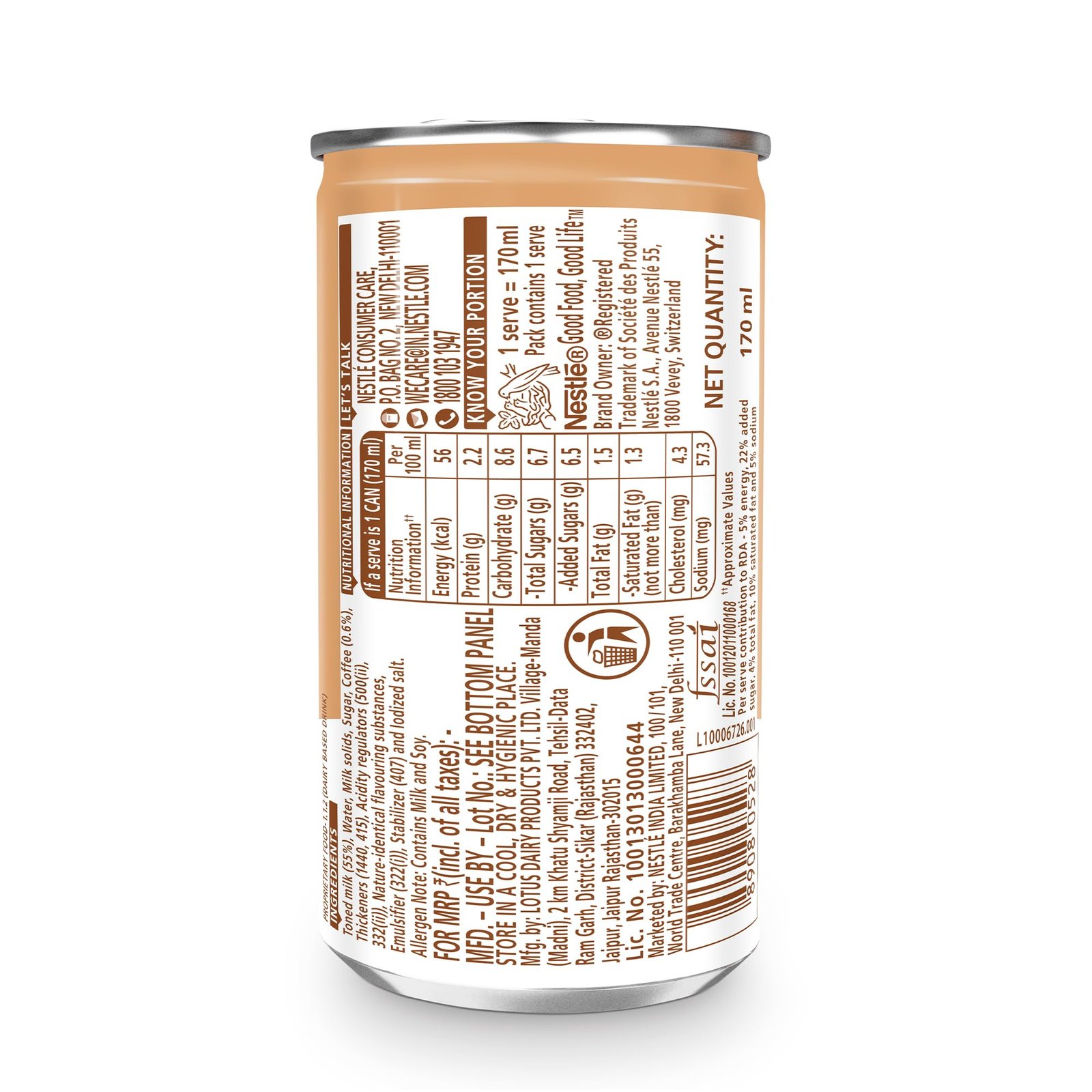 Nescafé Ready to Drink Cold Coffee Can, Iced Latte, 170ml - Image 2