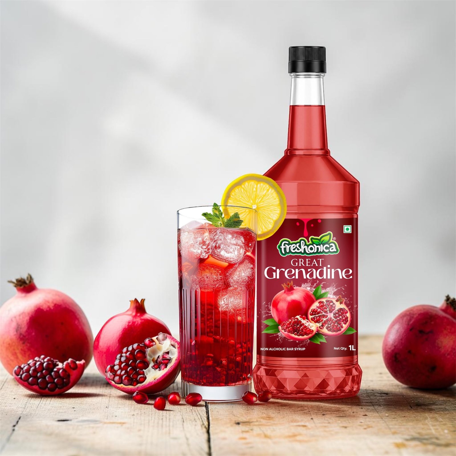 Freshonica Great Grenadine Syrup | Premium Non Alcoholic Bar Mixer for Cocktails Mocktails and Beverages | Vibrant Red Colour and Fruity Flavour | 1 Litre - Image 3