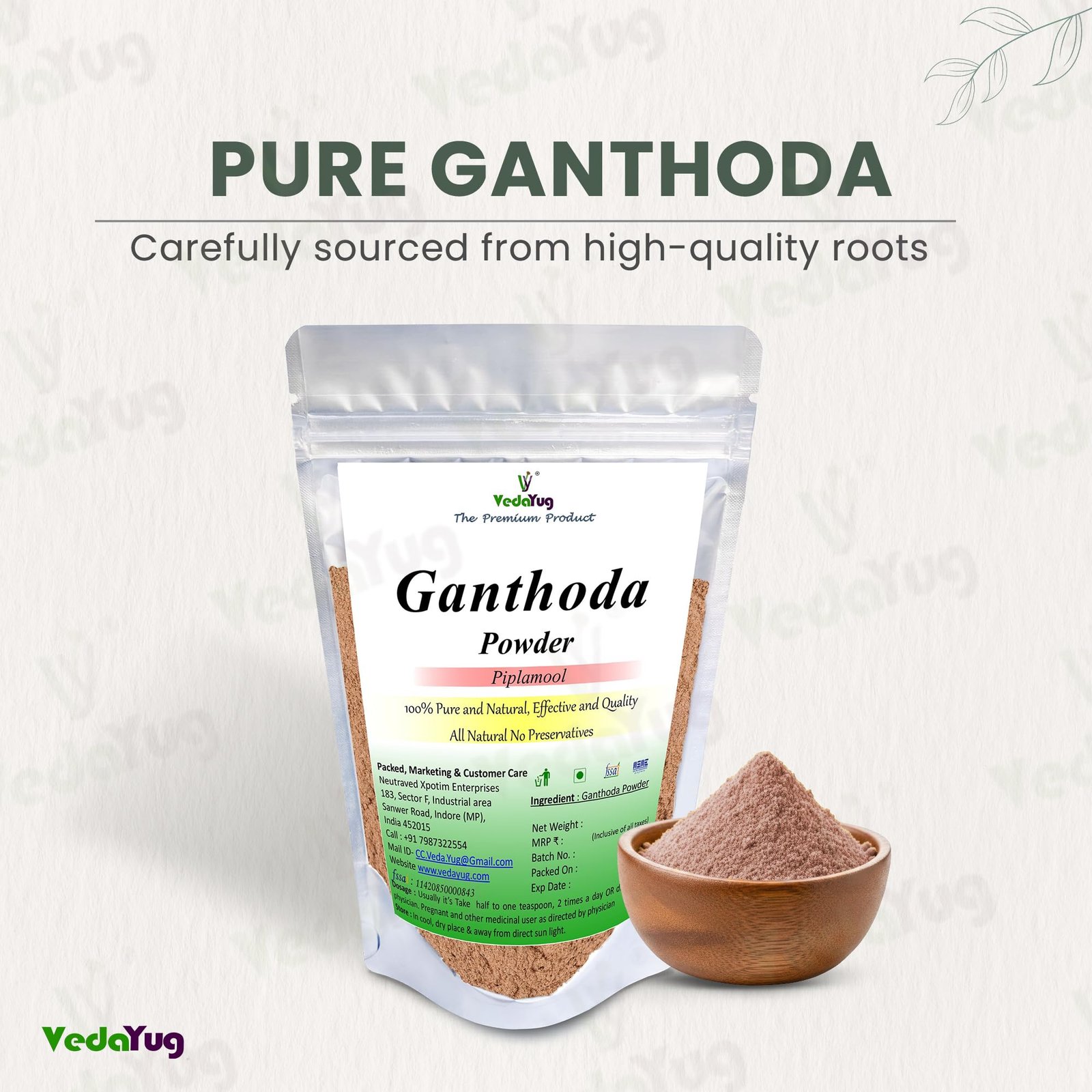 VY VedaYug Ganthoda Powder (Piplamool/Pipramul) - 200g | Natural Indian Long Pepper Root for Joint Comfort, Digestion & Gastric Relief | Traditional Winter Spice & Vata Dosha Care - Image 2