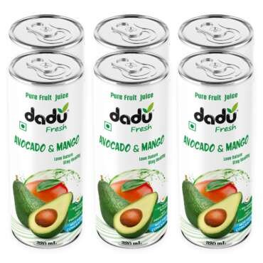 Dadu Fresh Avocado & Mango Juice | Pure Natural Fruit Healthy Beverage | Not from Concentrate, No Added Sugar, No Preservatives or Artificial Flavours | Vitamin Rich & Naturally Refreshing | 6 Cans x 320ml (1920ml)