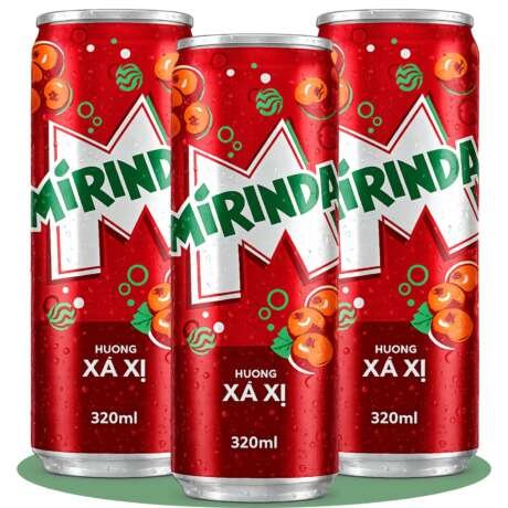 MiRINDA Xá Xị (Sarsaparilla) Berry Flavoured Carbonated Soft Drink (Pack of 3) 320ml Can By COUGAR, Refreshing Fizzy Soda Beverage, Sweet & Aromatic Sparkling Drink, Ready to Serve Chilled, Single Serve for Parties, Picnics & Everyday Refreshment - (Impor