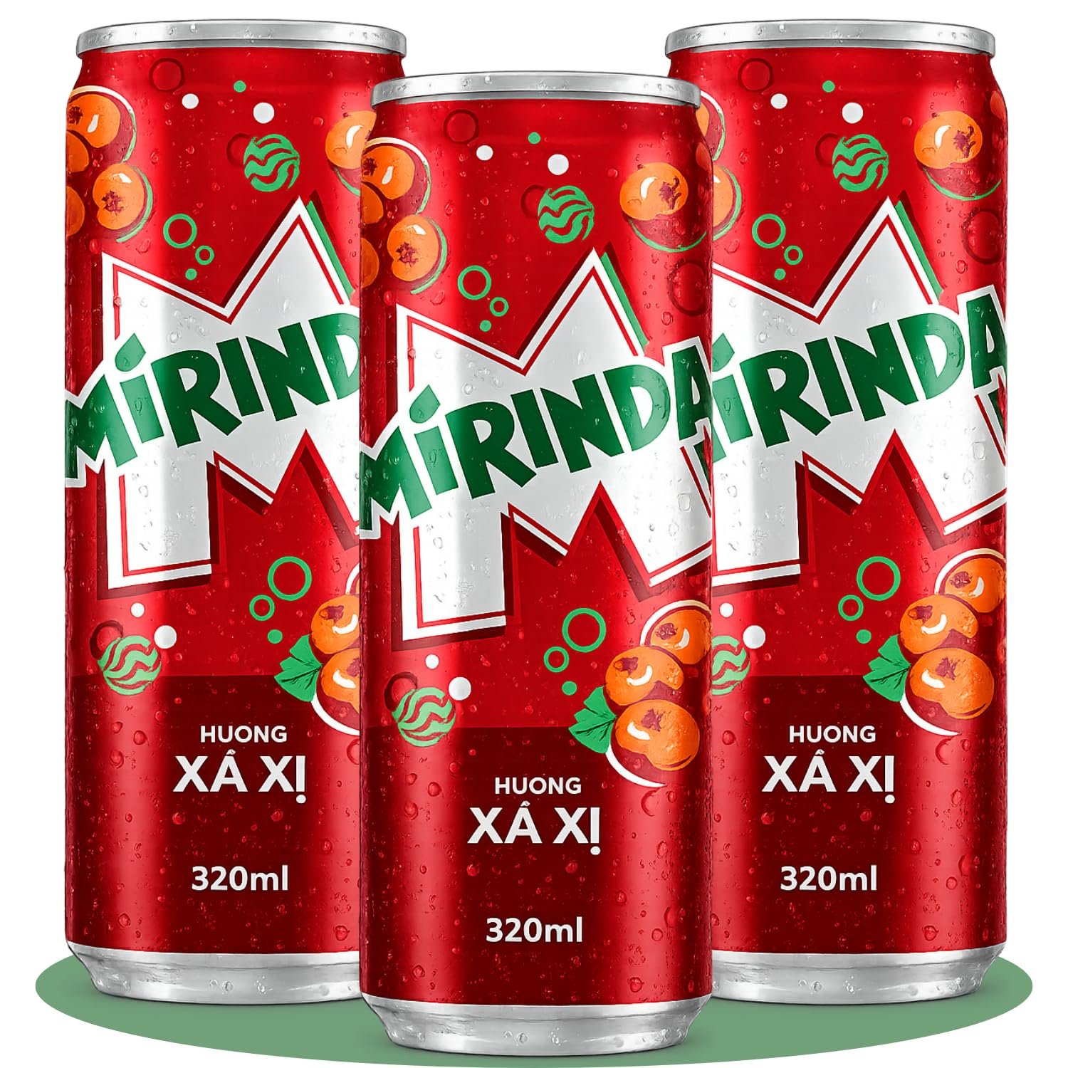 MiRINDA Xá Xị (Sarsaparilla) Berry Flavoured Carbonated Soft Drink (Pack of 3) 320ml Can By COUGAR, Refreshing Fizzy Soda Beverage, Sweet & Aromatic Sparkling Drink, Ready to Serve Chilled, Single Serve for Parties, Picnics & Everyday Refreshment - (Impor