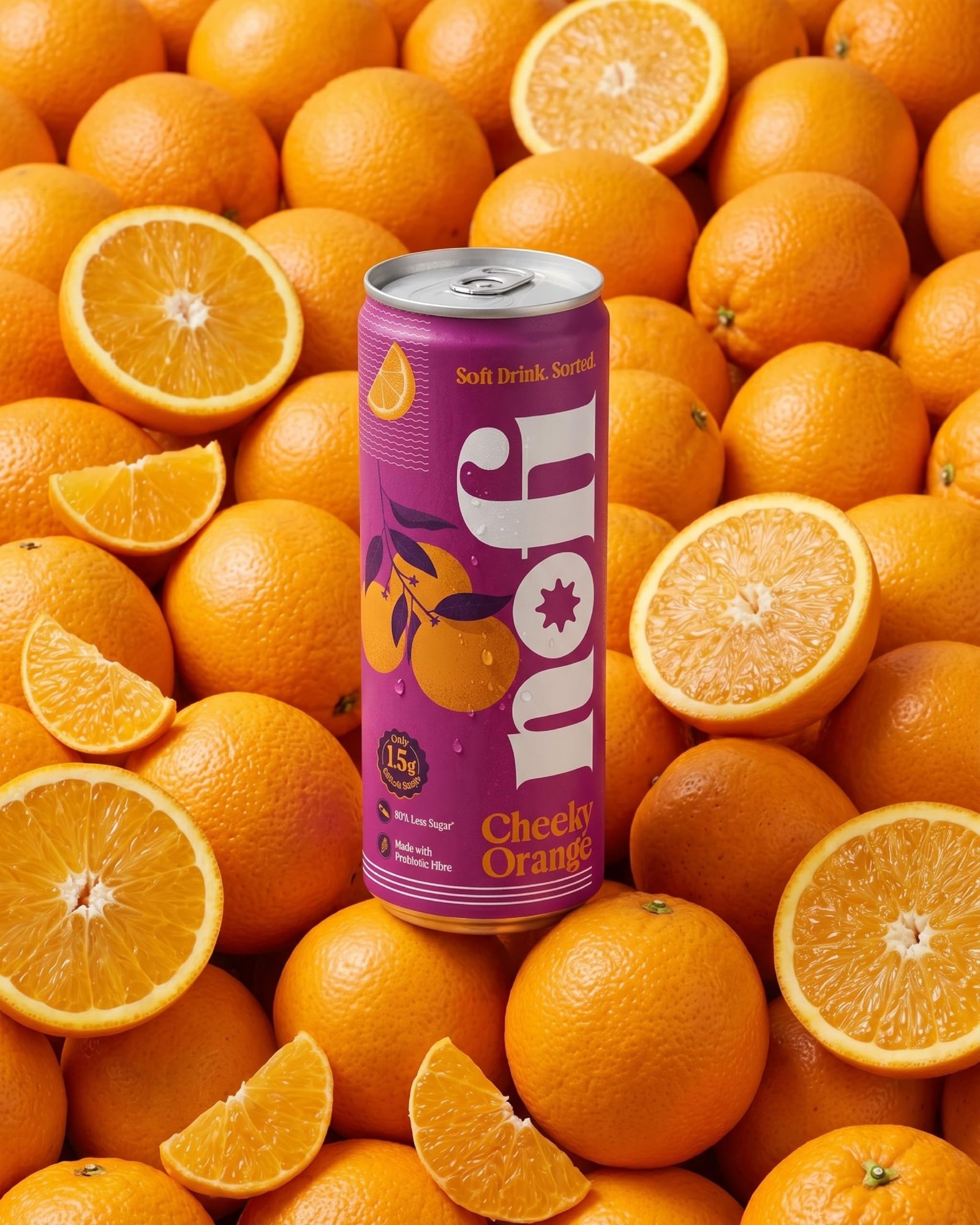 NOFI Assorted Carbonated Soft Drinks, 3 Flavours x 2 Cans (Citrus Alarm, Cheeky Orange, Mango Mischief) | Made with Prebiotic Fibre | No Preservatives | 250 ml Cans (Pack of 6) - Image 5