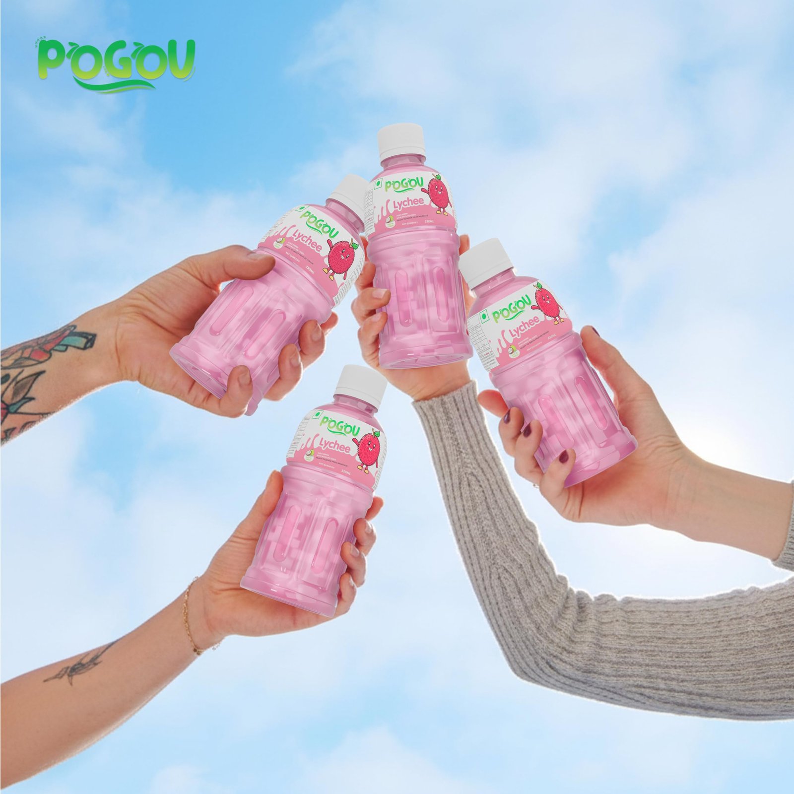 POGOU Lychee Fruit Juice with 25% Nata De Coco | Real Thai Tropical Drink with Coconut Jelly | Healthy Fruit Juice for Kids & Adults | Natural Flavored Refreshing Beverage | Imported from Thailand | Pack of 6, 330ml Each - Image 5
