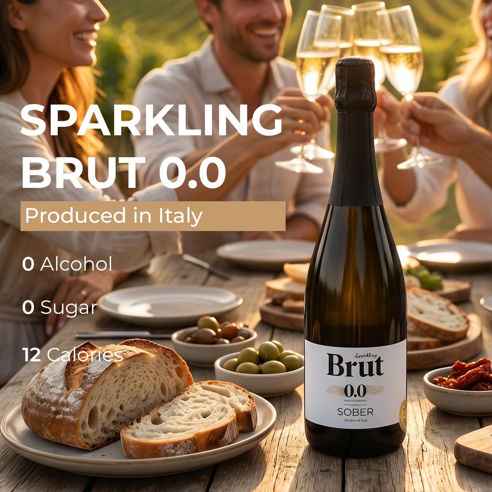 Sober Sparkling Brut 0.0 Non Alcoholic Sparkling Wine | Alcohol Free Wine Drink | Low Calories | No Added Sugar | No Added Preservatives | Zero Alcohol Beverage | 750ml - Image 2