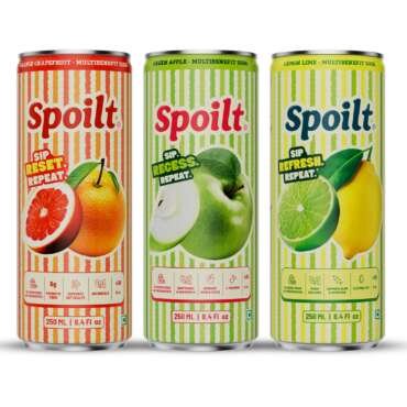 Spoilt Sparkling Soda | Orange Grapefruit, Green Apple, Lemon Lime | Variety Pack | Real Fruit Juice & Natural Flavours | Monk Fruit Sweetened | Sugar Free | Pack of 3 | 250ml Each