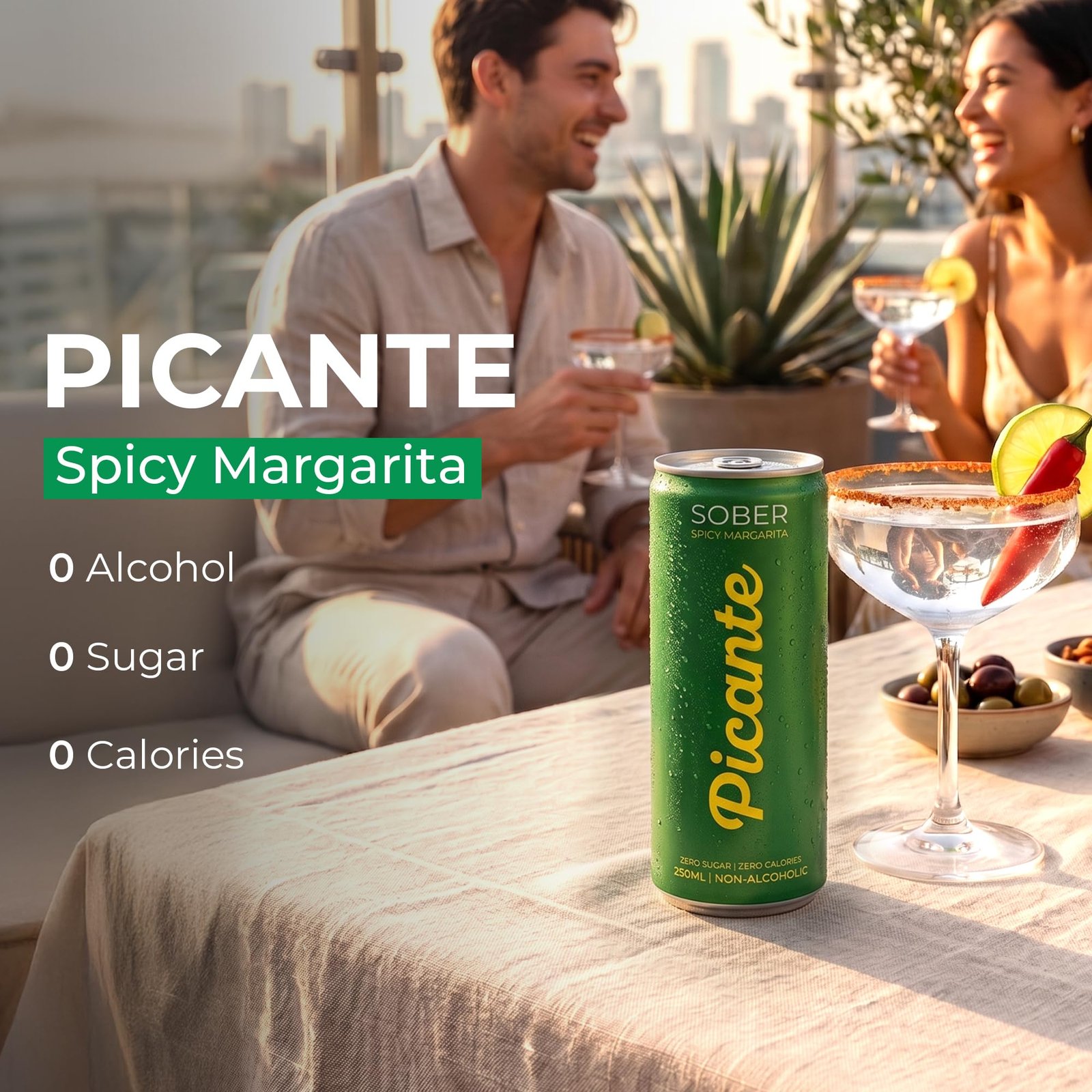SOBER Picante Non Alcoholic Drink | 0 Sugar & 0 Calories | 6 Cans - Image 2