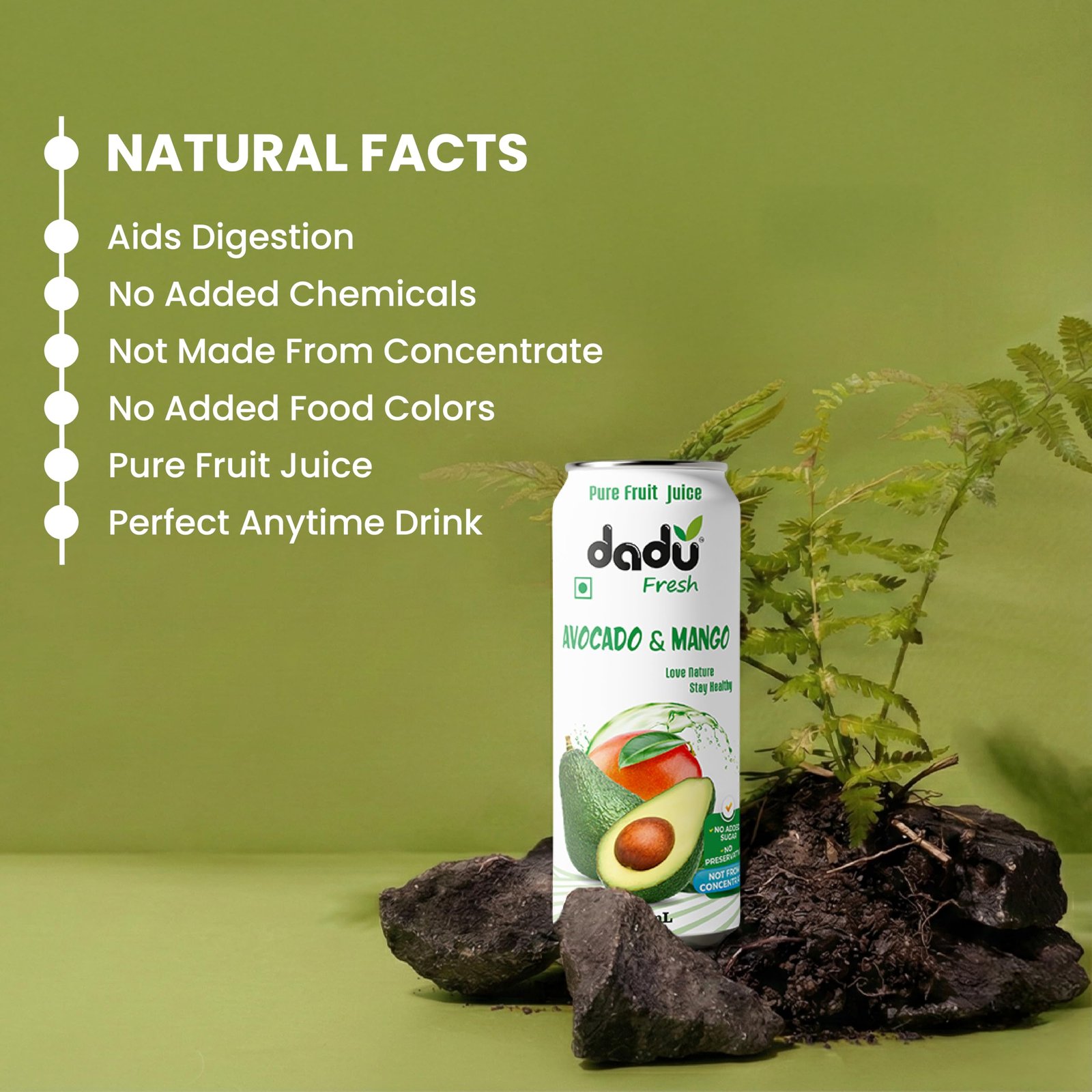 Dadu Fresh Avocado & Mango Juice | Pure Natural Fruit Healthy Beverage | Not from Concentrate, No Added Sugar, No Preservatives or Artificial Flavours | Vitamin Rich & Naturally Refreshing | 6 Cans x 320ml (1920ml) - Image 5