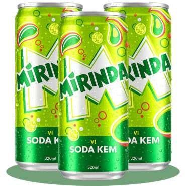 MiRINDA Soda Kem Carbonated Soft Drink (Pack of 3) 320ml Can By COUGAR, Refreshing Fizzy Cream Soda Flavor Beverage, Crisp Sparkling Drink, Ready to Serve Chilled, Perfect for Parties, Meals & Everyday Refreshment - (Imported-VIET)