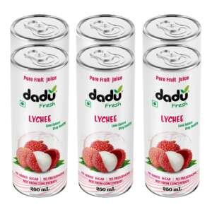 Dadu Fresh Lychee Juice | Naturally Sweet & Refreshing Drink Rich in Vitamin C & Antioxidants | Supports Hydration, Immune Health & Skin Radiance | No Added Sugar - 250 ML (Pack of 6)
