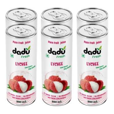 Dadu Fresh Lychee Juice | Naturally Sweet & Refreshing Drink Rich in Vitamin C & Antioxidants | Supports Hydration, Immune Health & Skin Radiance | No Added Sugar - 250 ML (Pack of 6)