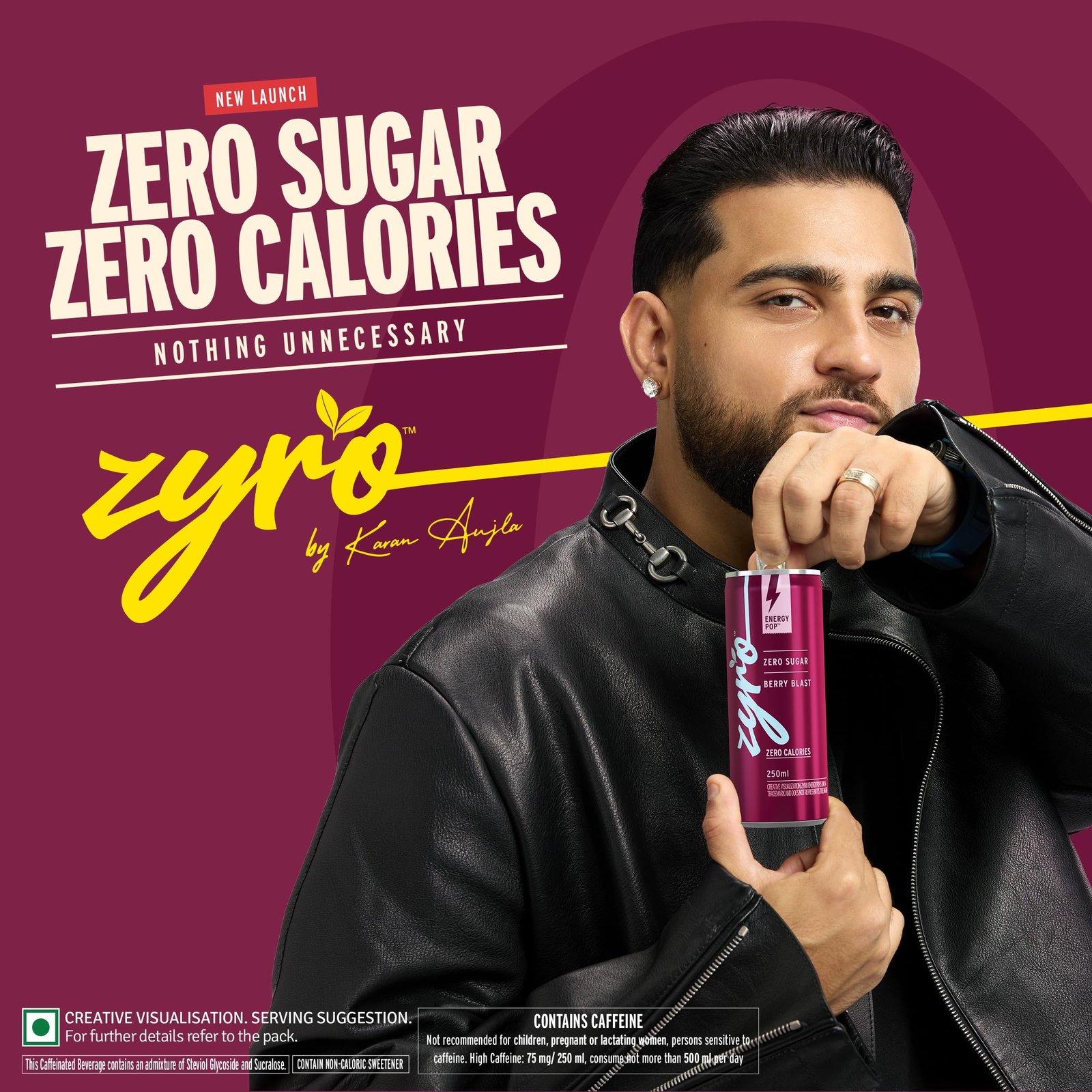 Zyro by Karan Aujla Energy Drink | Zero Sugar | Berry Blast (250ml) - Image 2