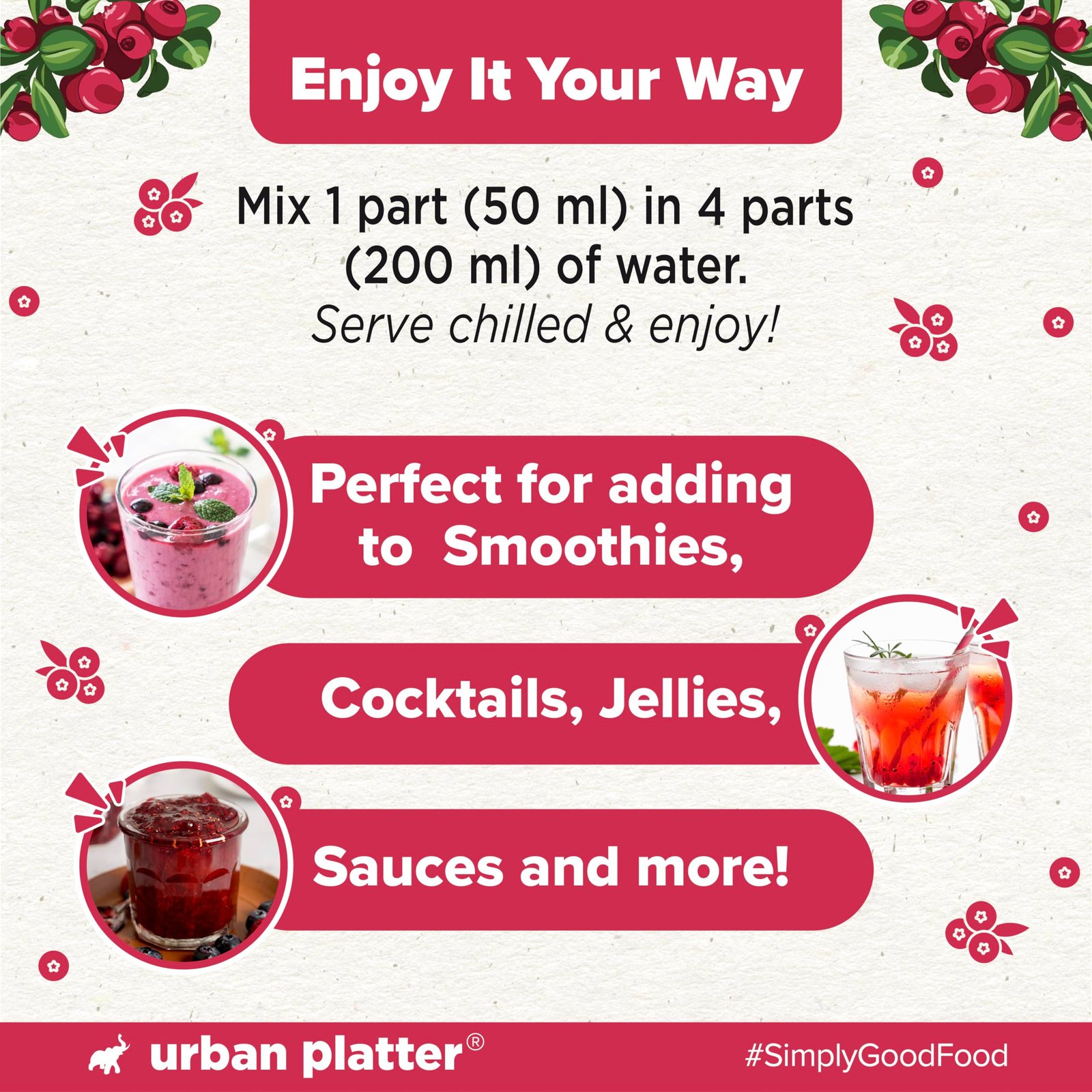 Urban Platter 100% Canadian Cranberry Juice, 946ml (Glass Bottle, No Added Sugar & Preservative-Free, Antioxidant-Rich, Supports UTI Health, Ideal for Cocktails & Mocktails) - Image 7